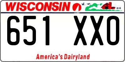 WI license plate 651XXO