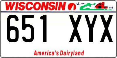 WI license plate 651XYX