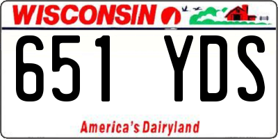WI license plate 651YDS