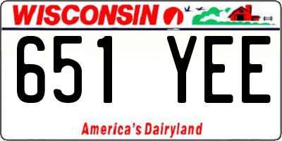 WI license plate 651YEE
