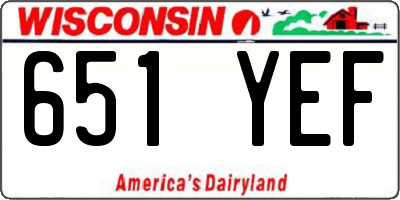 WI license plate 651YEF