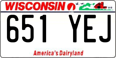 WI license plate 651YEJ