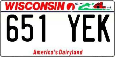 WI license plate 651YEK