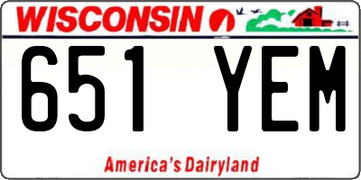 WI license plate 651YEM
