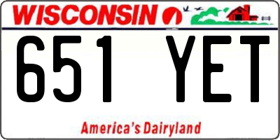 WI license plate 651YET