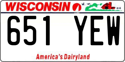 WI license plate 651YEW