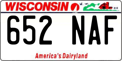 WI license plate 652NAF