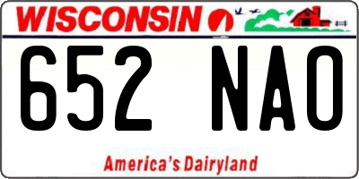 WI license plate 652NAO