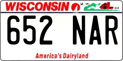 WI license plate 652NAR