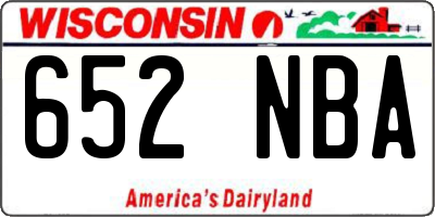 WI license plate 652NBA