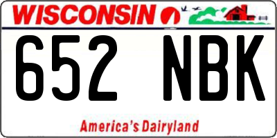 WI license plate 652NBK