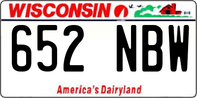 WI license plate 652NBW