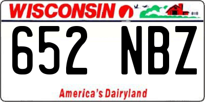 WI license plate 652NBZ