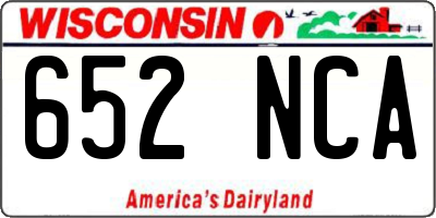 WI license plate 652NCA