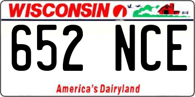 WI license plate 652NCE