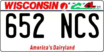 WI license plate 652NCS