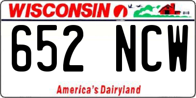 WI license plate 652NCW