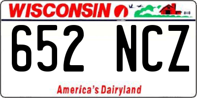 WI license plate 652NCZ