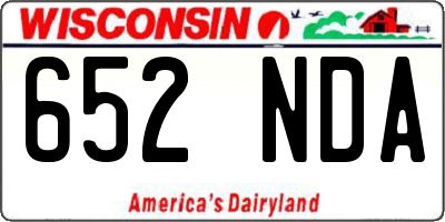 WI license plate 652NDA