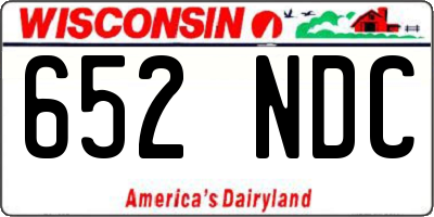 WI license plate 652NDC