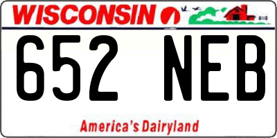 WI license plate 652NEB