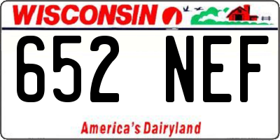 WI license plate 652NEF