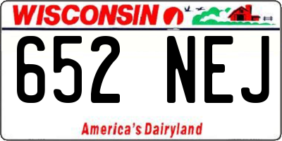WI license plate 652NEJ