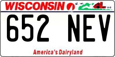 WI license plate 652NEV