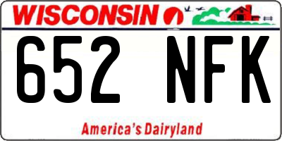 WI license plate 652NFK