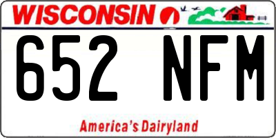 WI license plate 652NFM