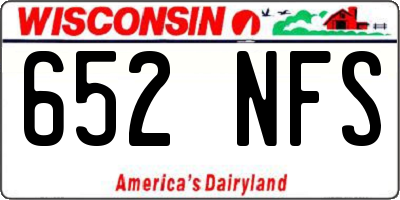 WI license plate 652NFS
