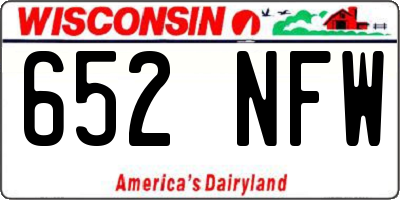 WI license plate 652NFW