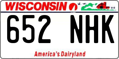 WI license plate 652NHK