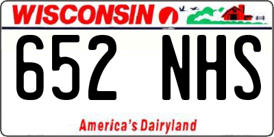 WI license plate 652NHS