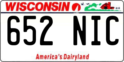 WI license plate 652NIC