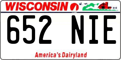 WI license plate 652NIE