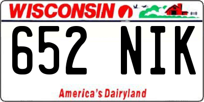 WI license plate 652NIK