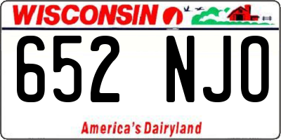WI license plate 652NJO