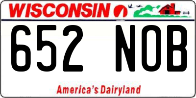 WI license plate 652NOB