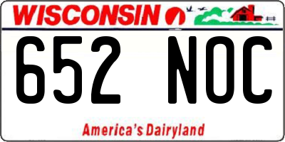 WI license plate 652NOC