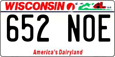 WI license plate 652NOE
