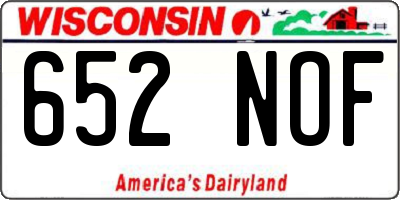 WI license plate 652NOF