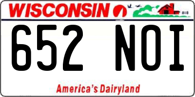 WI license plate 652NOI