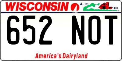 WI license plate 652NOT