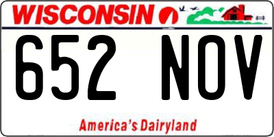 WI license plate 652NOV