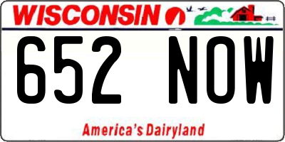 WI license plate 652NOW