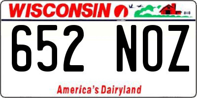 WI license plate 652NOZ