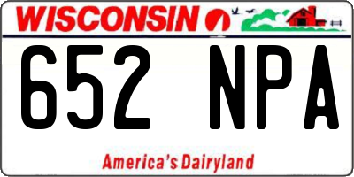 WI license plate 652NPA