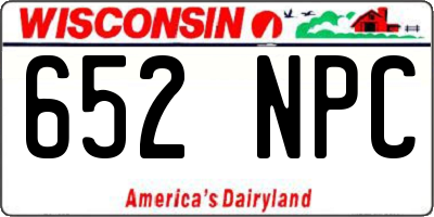 WI license plate 652NPC