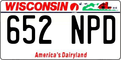 WI license plate 652NPD